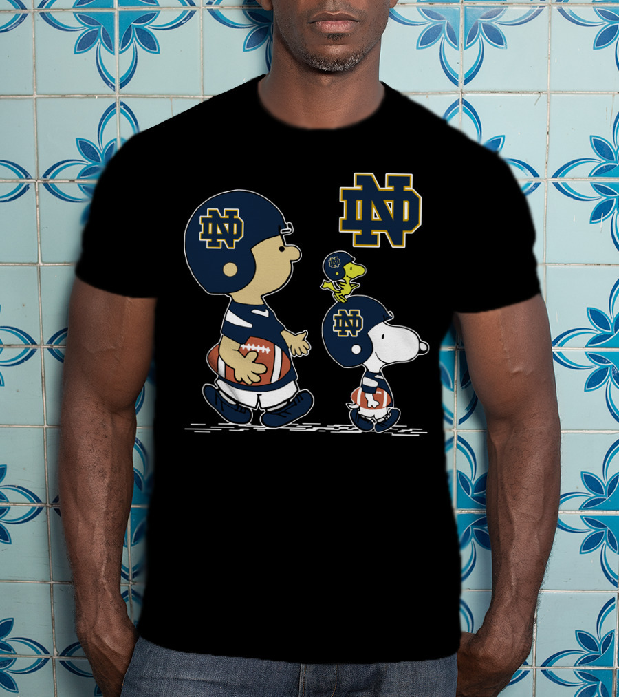 Notre Dame Fighting Irish Peanuts Characters Football Helmets ND T-Shirt