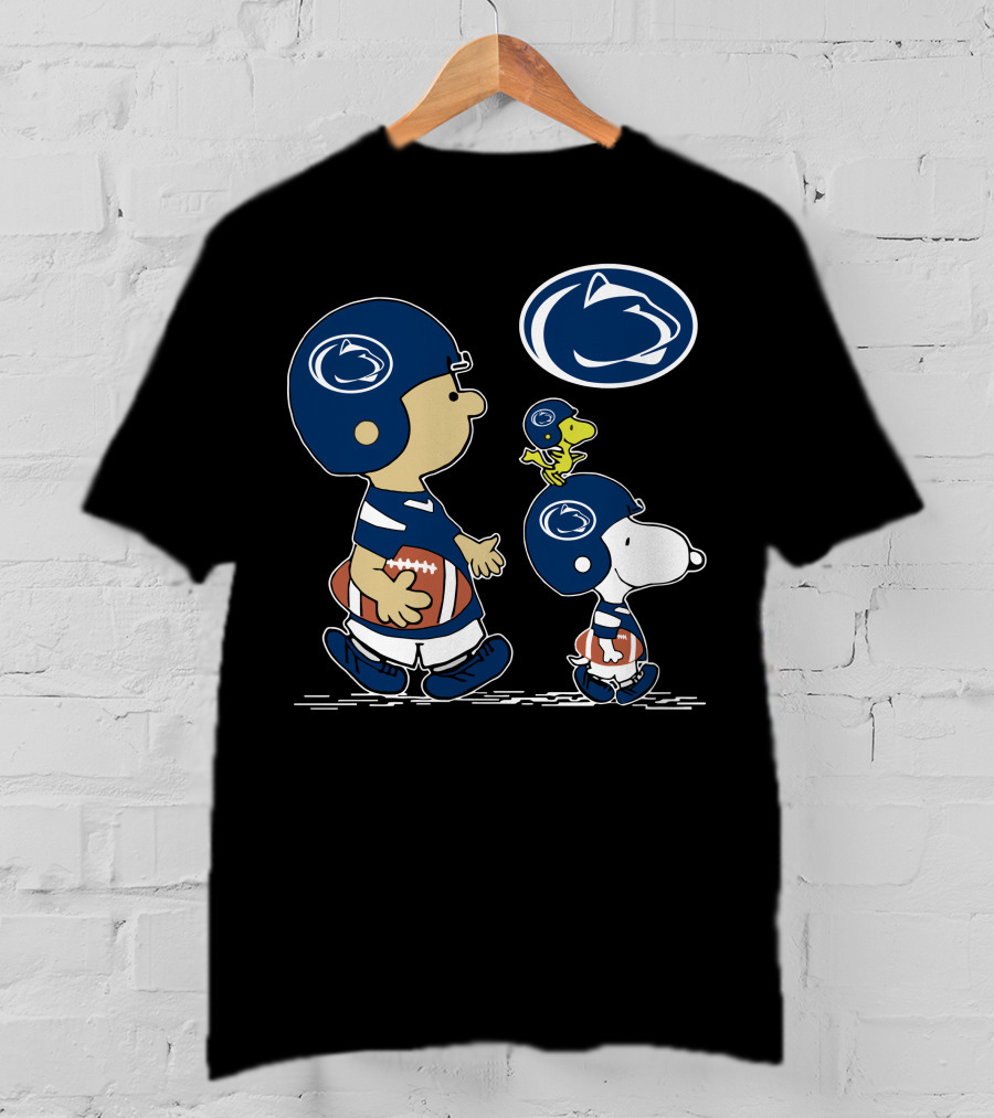 Penn State Nittany Lions Football With Peanuts Characters In Blue Helmets T-Shirt
