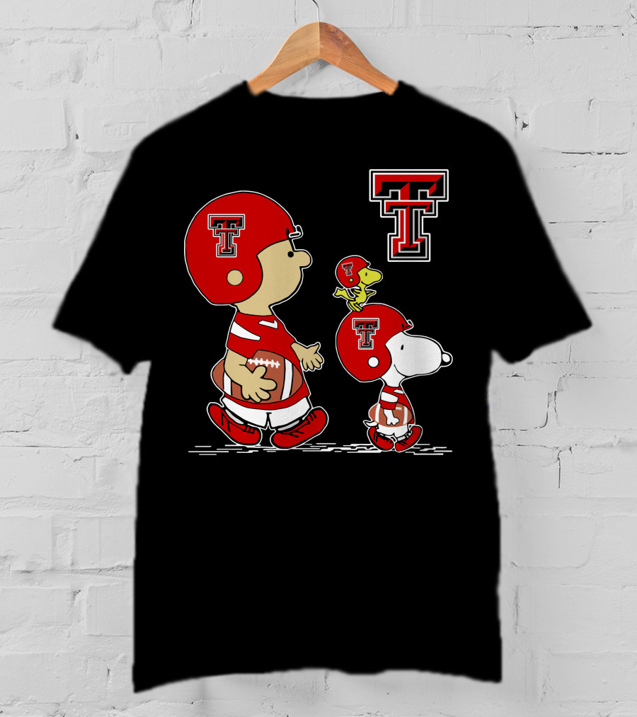 Texas Tech Red Raiders Peanuts Football Characters T-Shirt