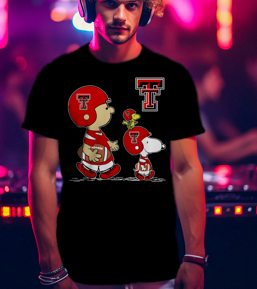 Texas Tech Red Raiders Peanuts Football Characters T-Shirt
