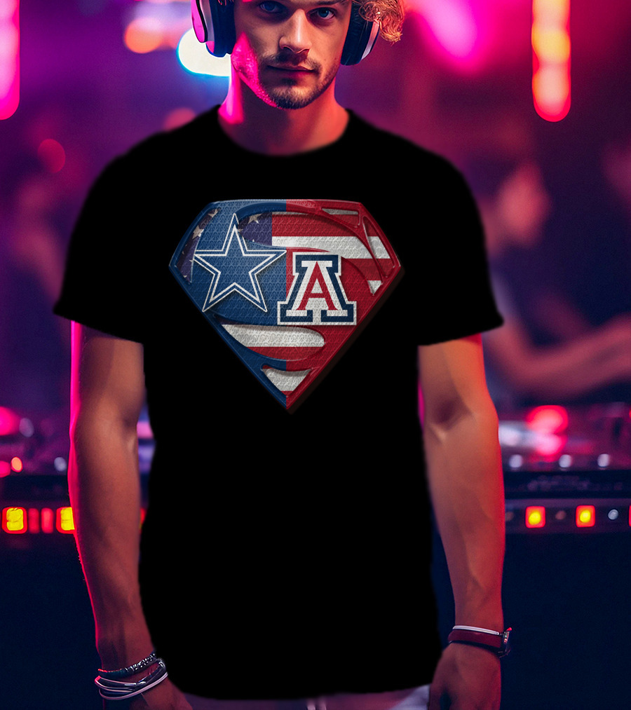Dallas Cowboys Arizona Wildcats Superman American Flag T-Shirt