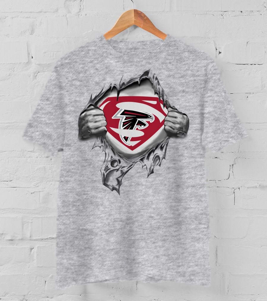 Atlanta Falcons Superman Logo Ripped Chest T-Shirt