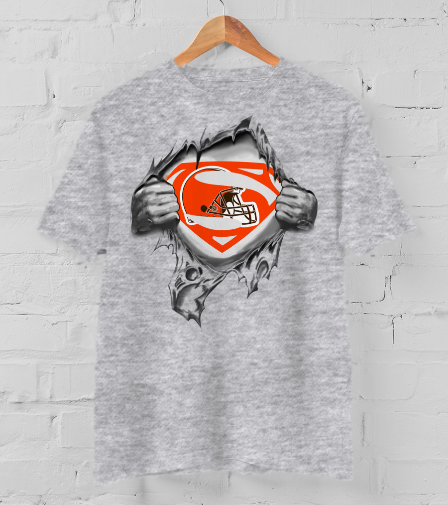Cleveland Browns Superman Logo With Helmet T-Shirt