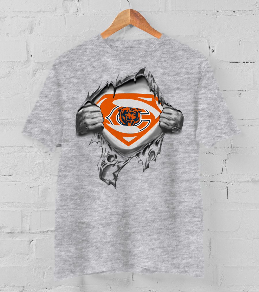 Chicago Bears Superhero Logo Tear T-Shirt