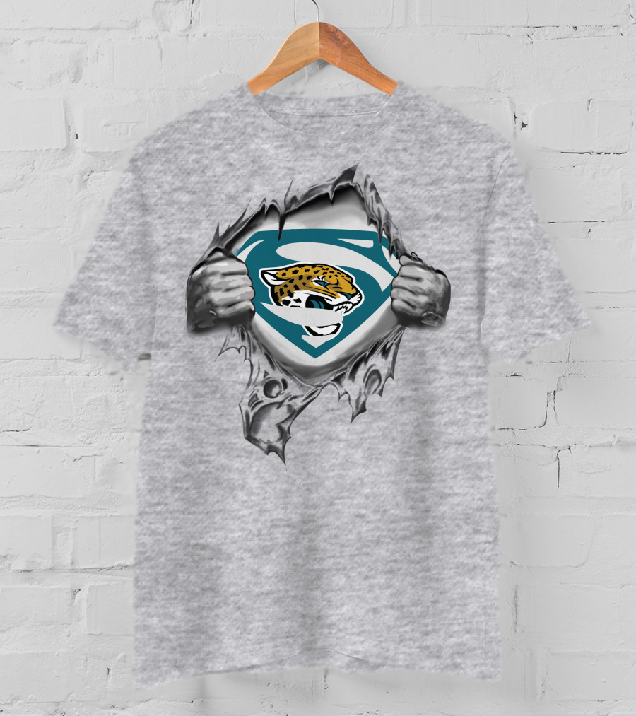 Jacksonville Jaguars Superman Logo Ripped Chest T-Shirt