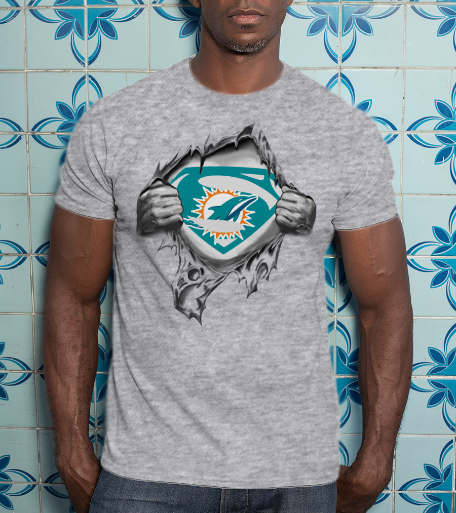 Miami Dolphins Superman Shield Logo Fan T-Shirt