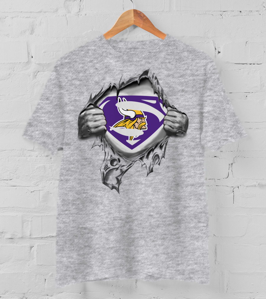 Minnesota Vikings Super Hero Logo Rip T-Shirt