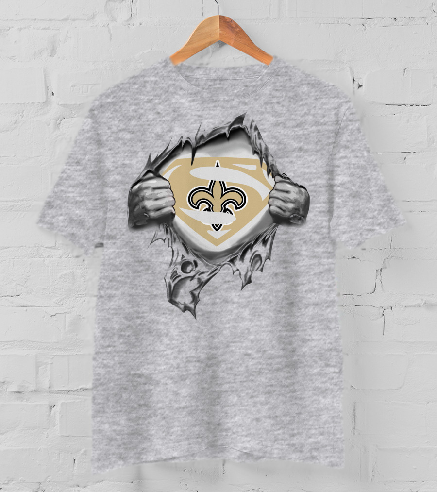 New Orleans Saints Superman Logo Shield Tearing T-Shirt