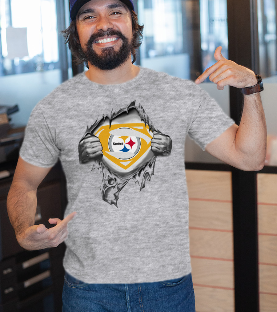 Steelers Logo Superhero Chest Reveal T-Shirt
