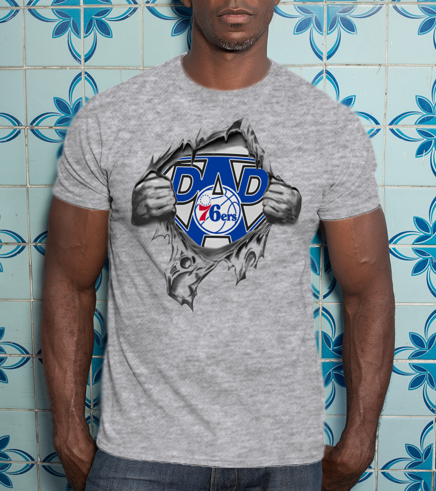 Philadelphia Super Dad 76ers Heroic Reveal T-Shirt