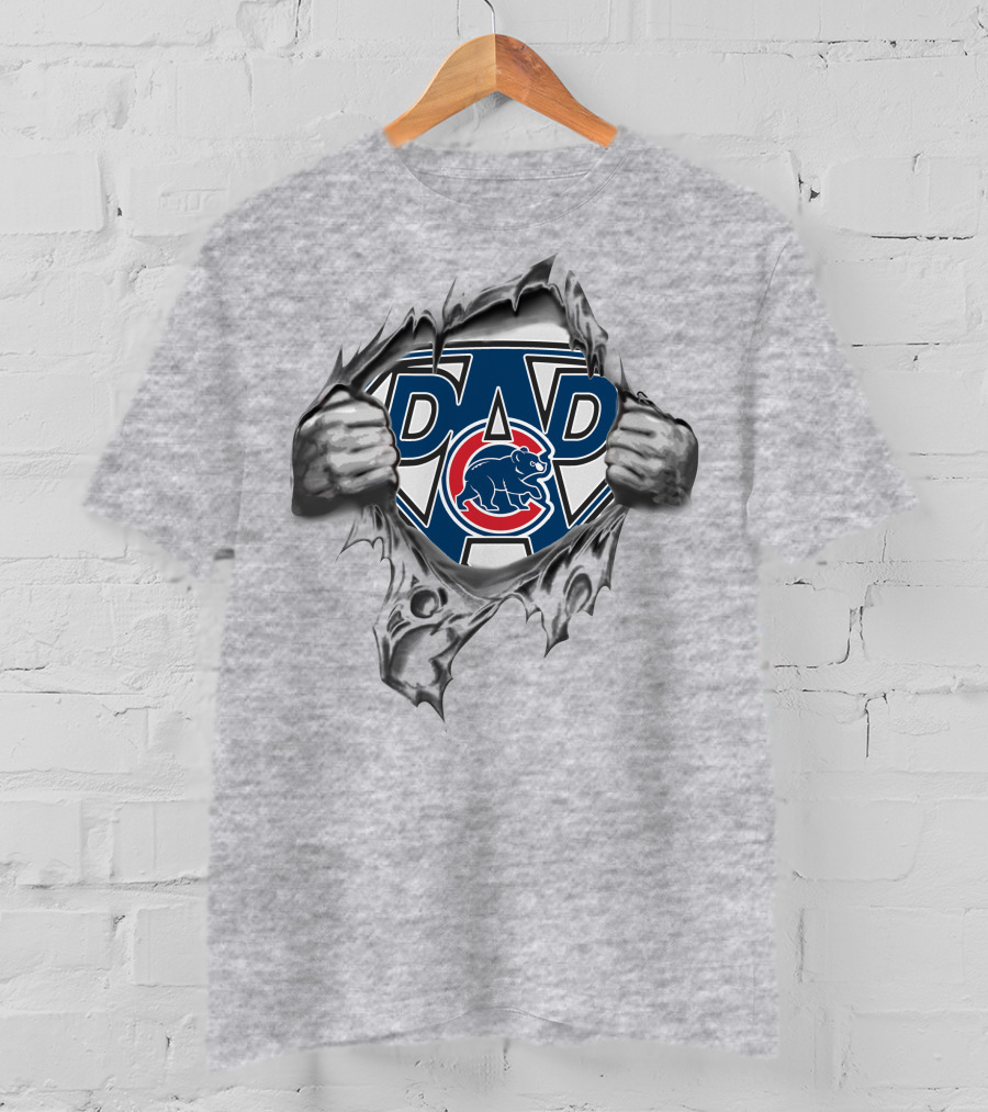 Chicago Cubs Dad Super Logo Bear T-Shirt