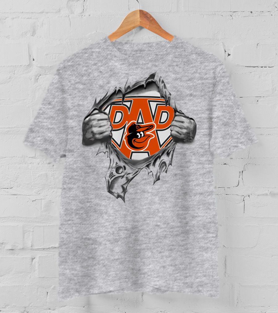Orioles Super Dad Baltimore Baseball Emblem With Ripped T-Shirt