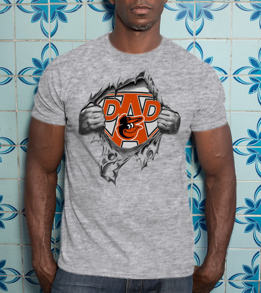Orioles Super Dad Baltimore Baseball Emblem With Ripped T-Shirt