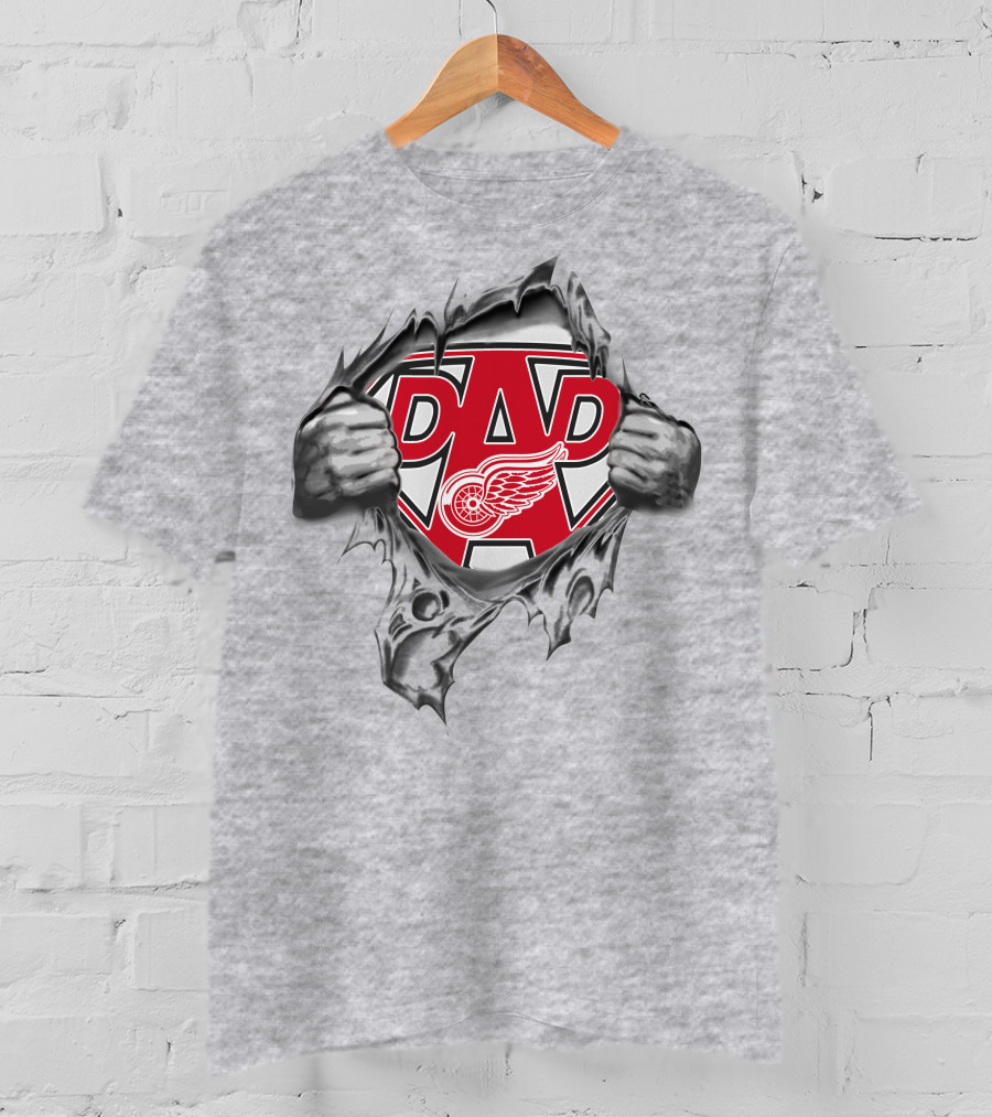 Detroit Red Wings Super Dad Logo Rip T-Shirt
