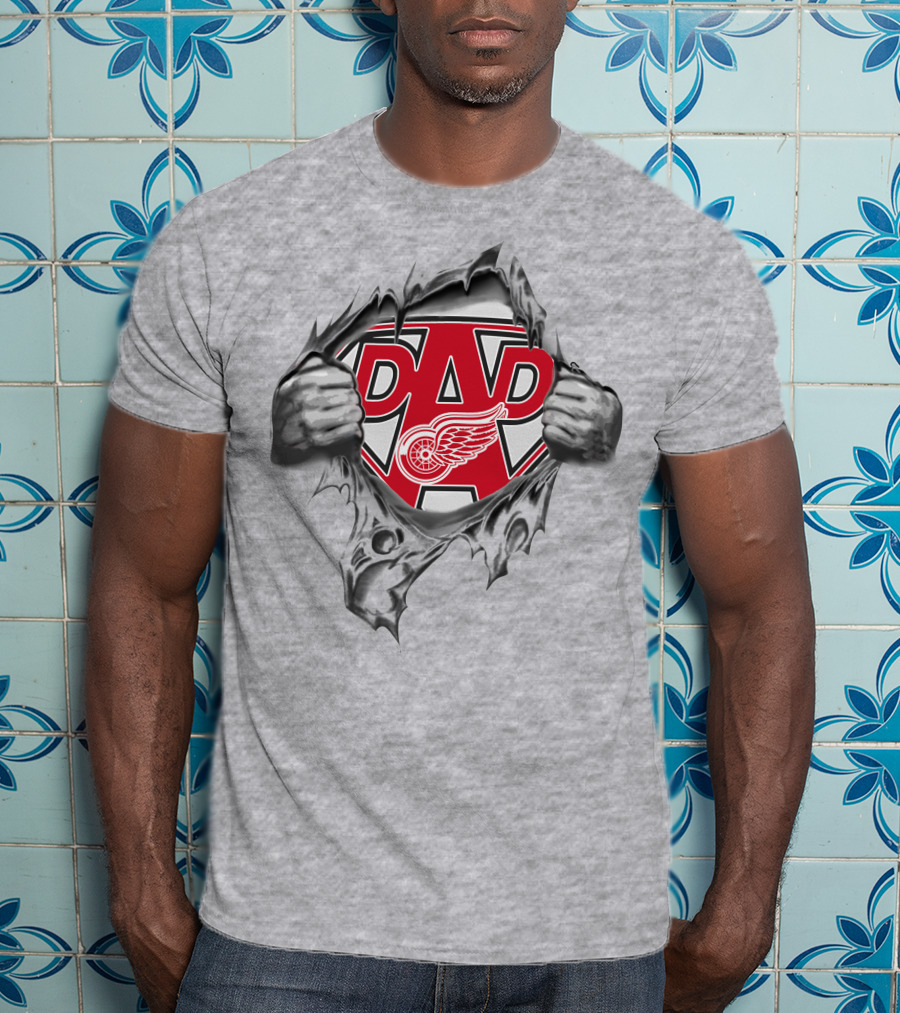 Detroit Red Wings Super Dad Logo Rip T-Shirt