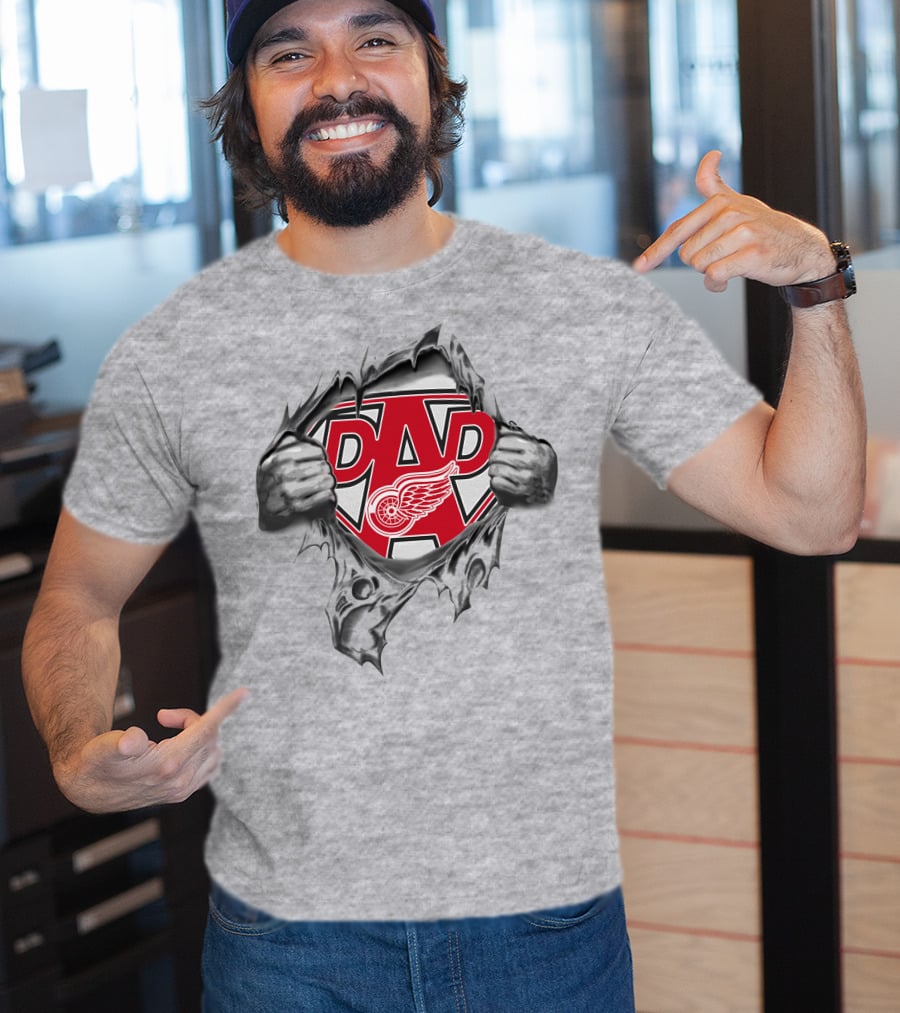 Detroit Red Wings Super Dad Logo Rip T-Shirt