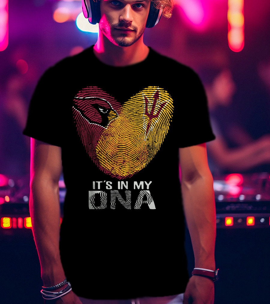 Arizona Cardinals Arizona State It's In My Dna Fingerprint Heart T-Shirt