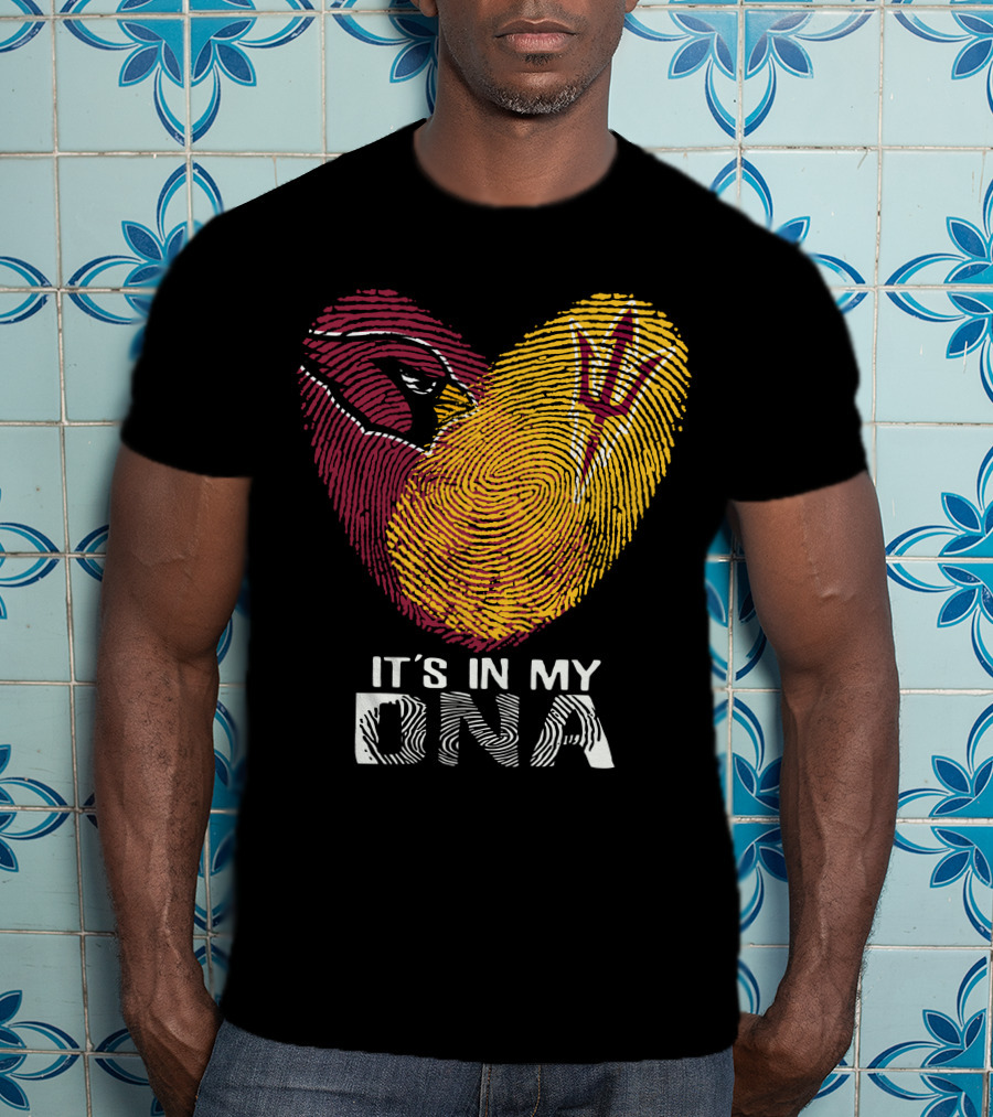 Arizona Cardinals Arizona State It's In My Dna Fingerprint Heart T-Shirt