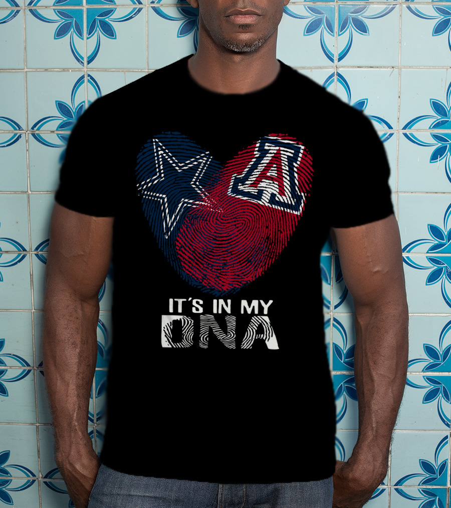 Cowboys Arizona Wildcats It's In My DNA Fingerprint Heart T-Shirt