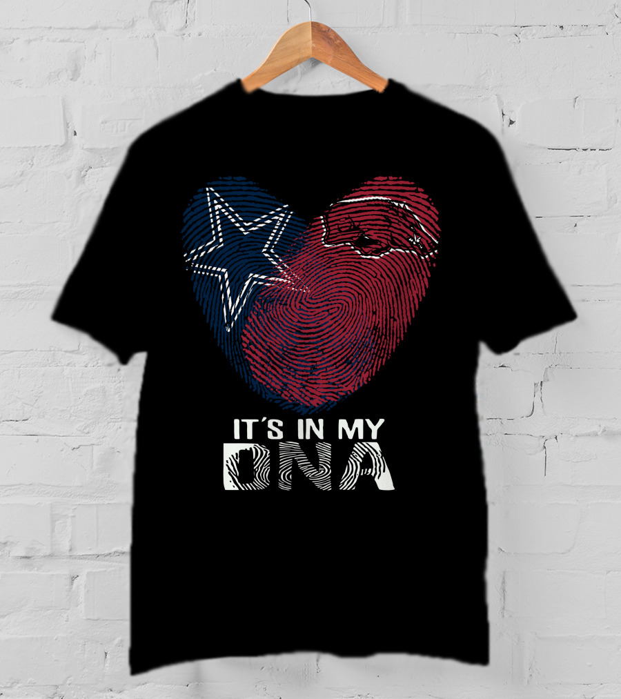 Cowboys Arkansas Razorbacks It's In My DNA Fingerprint Heart With Star And Hog T-Shirt
