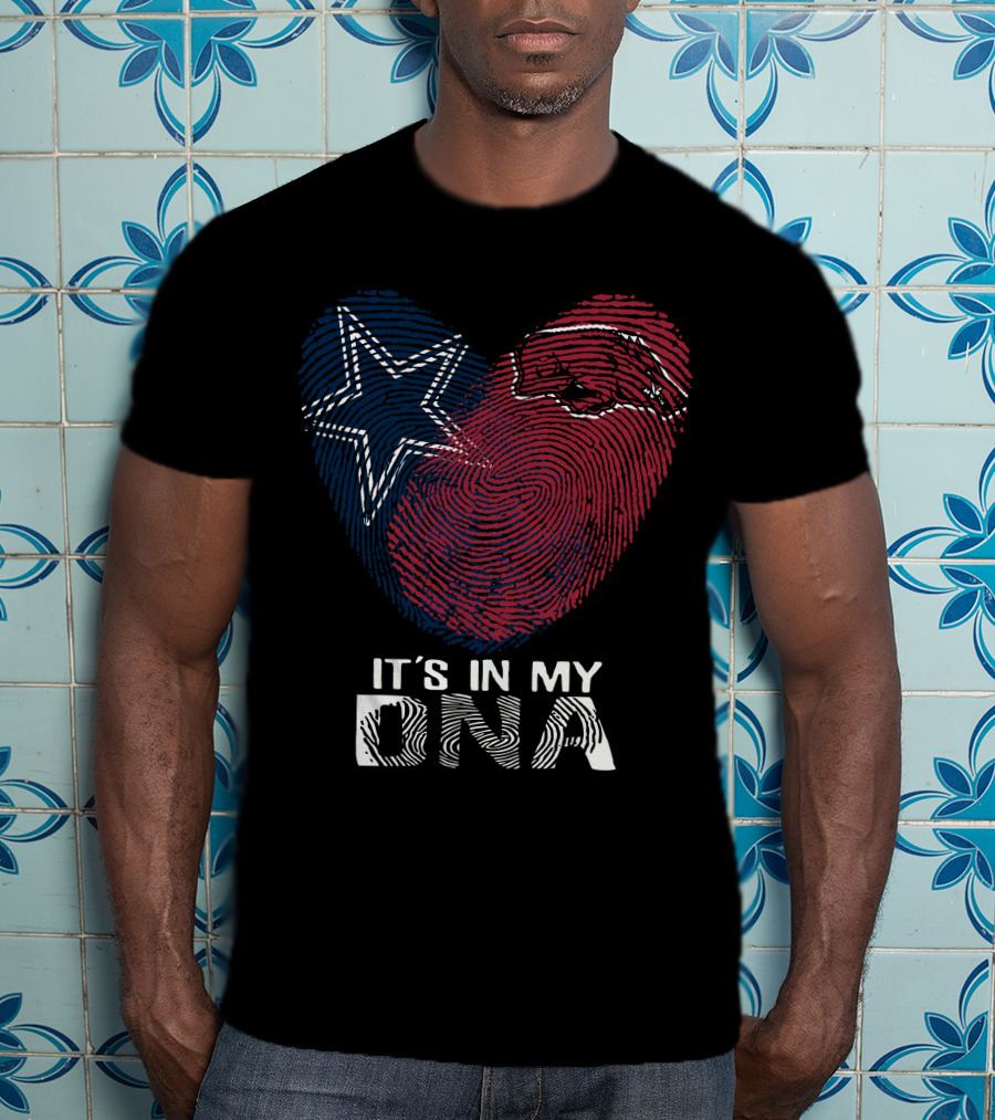 Cowboys Arkansas Razorbacks It's In My DNA Fingerprint Heart With Star And Hog T-Shirt