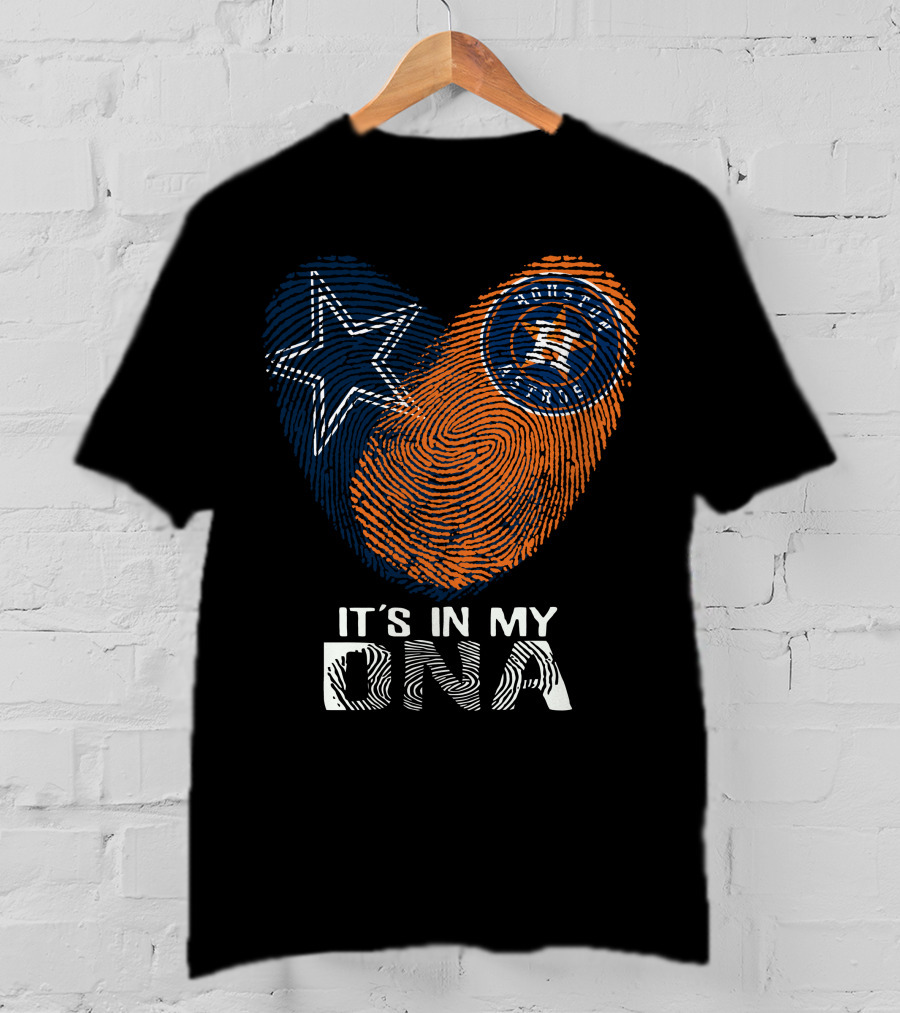 Cowboys Houston Astros Star Fingerprint It's In My DNA T-Shirt