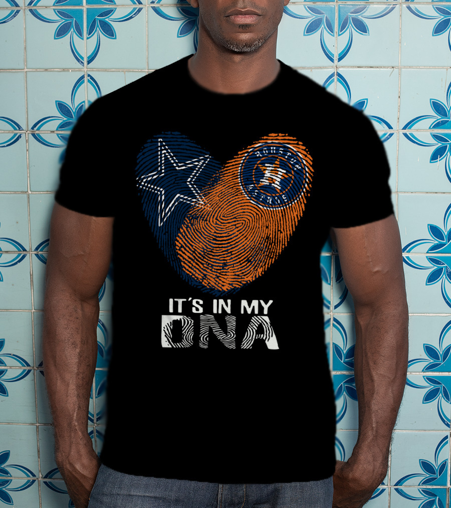 Cowboys Houston Astros Star Fingerprint It's In My DNA T-Shirt
