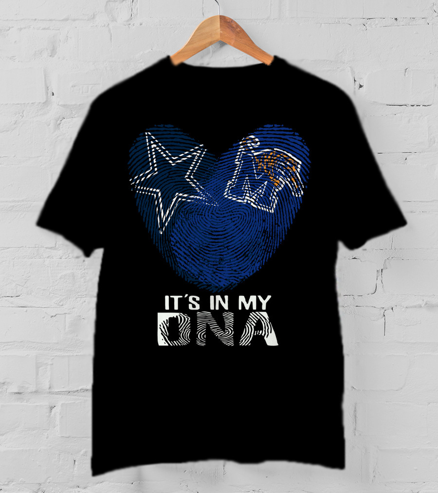 Cowboys Memphis Tigers It's In My DNA Fingerprint Heart With Star And Tiger T-Shirt