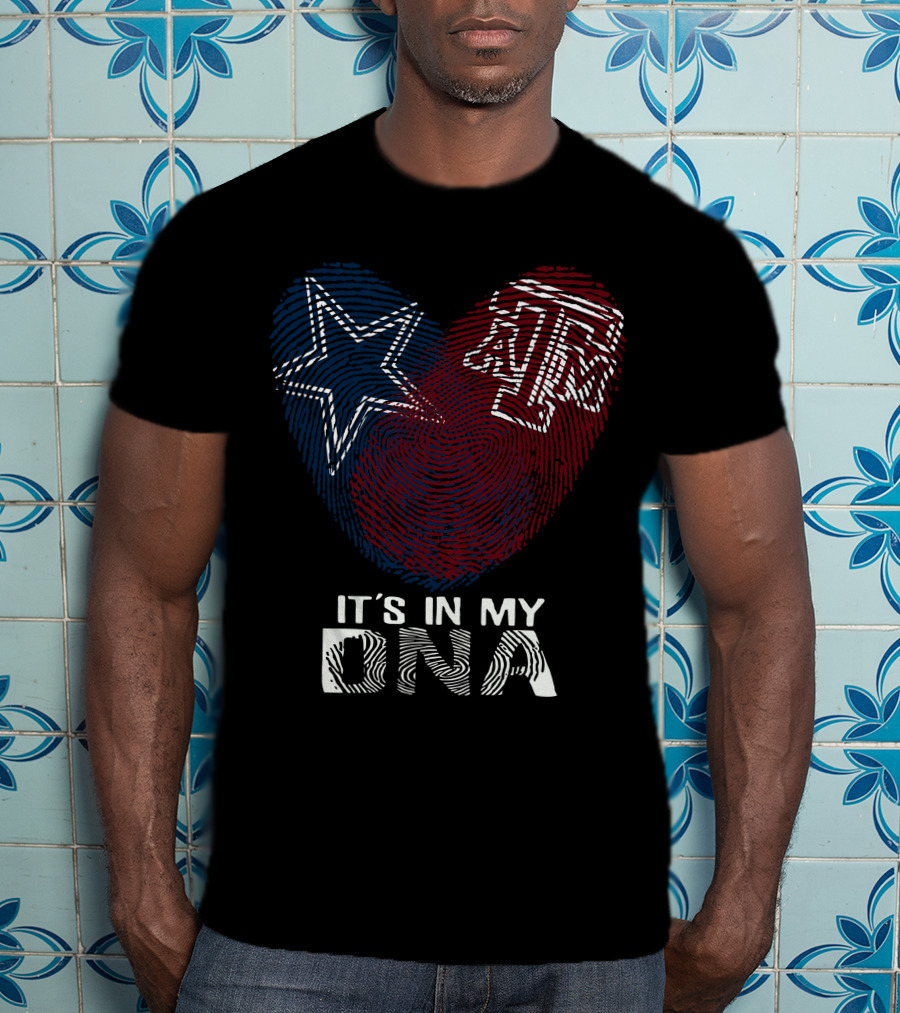 It's In My DNA Cowboys Texas A&M Aggies Star Logo Fingerprint T-Shirt