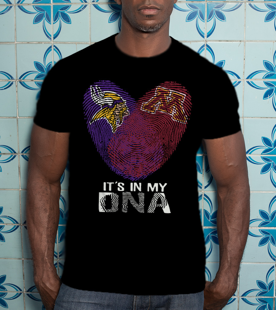 Minnesota Vikings Minnesota Golden Gophers It's In My DNA Heart Fingerprint T-Shirt