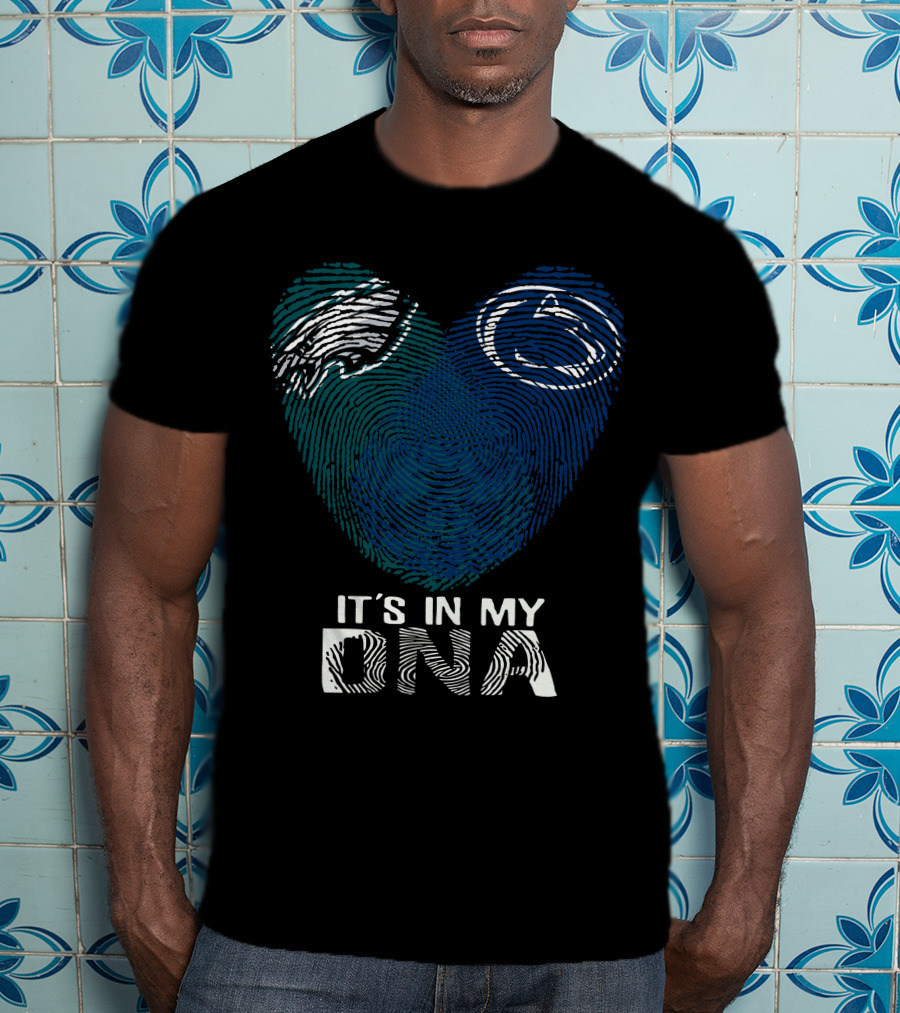 Philadelphia Eagles Penn State Fingerprint Heart It's In My DNA T-Shirt
