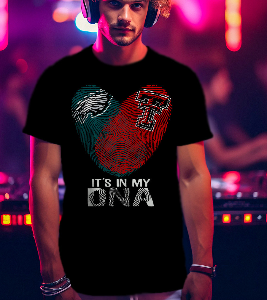 Philadelphia Eagles Texas Tech Fingerprint It's In My DNA T-Shirt
