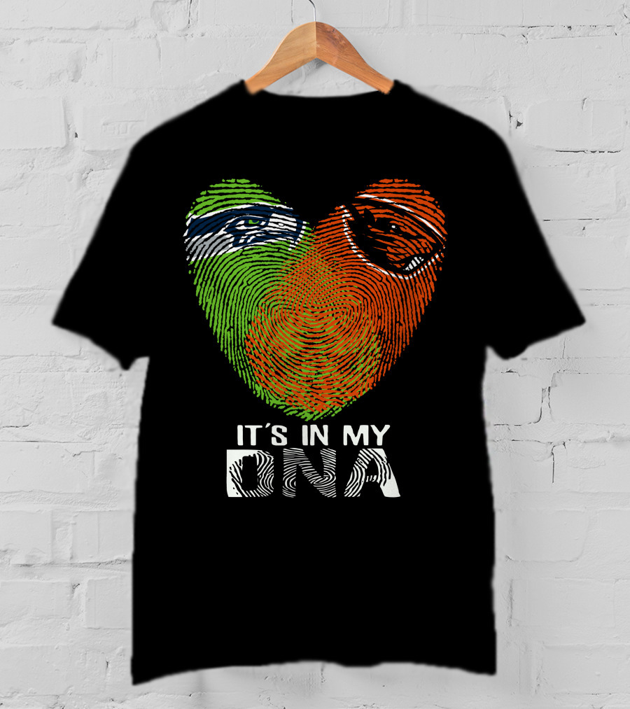 Seahawks Beavers It's In My DNA Heart Fingerprint T-Shirt