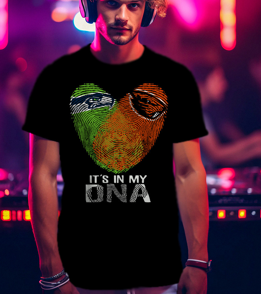 Seahawks Beavers It's In My DNA Heart Fingerprint T-Shirt