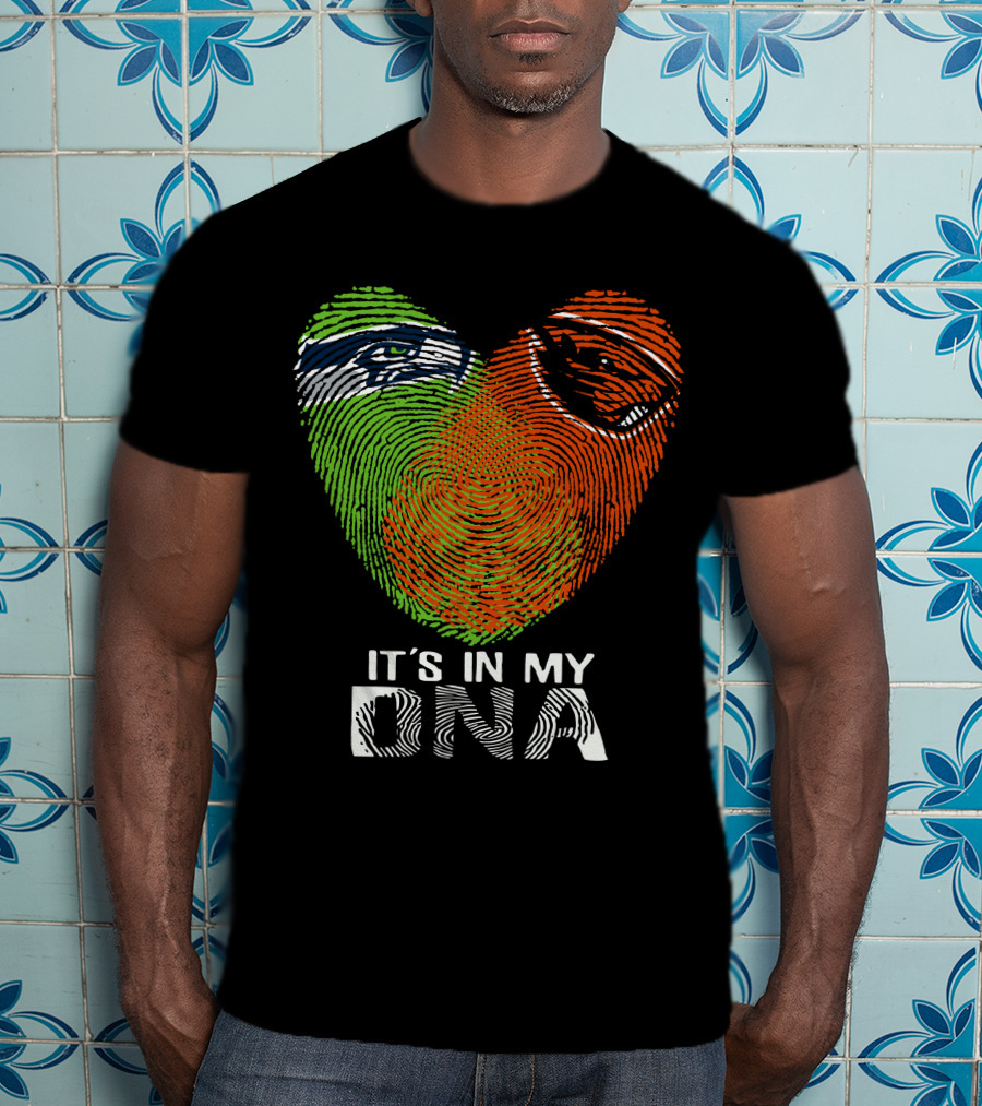 Seahawks Beavers It's In My DNA Heart Fingerprint T-Shirt