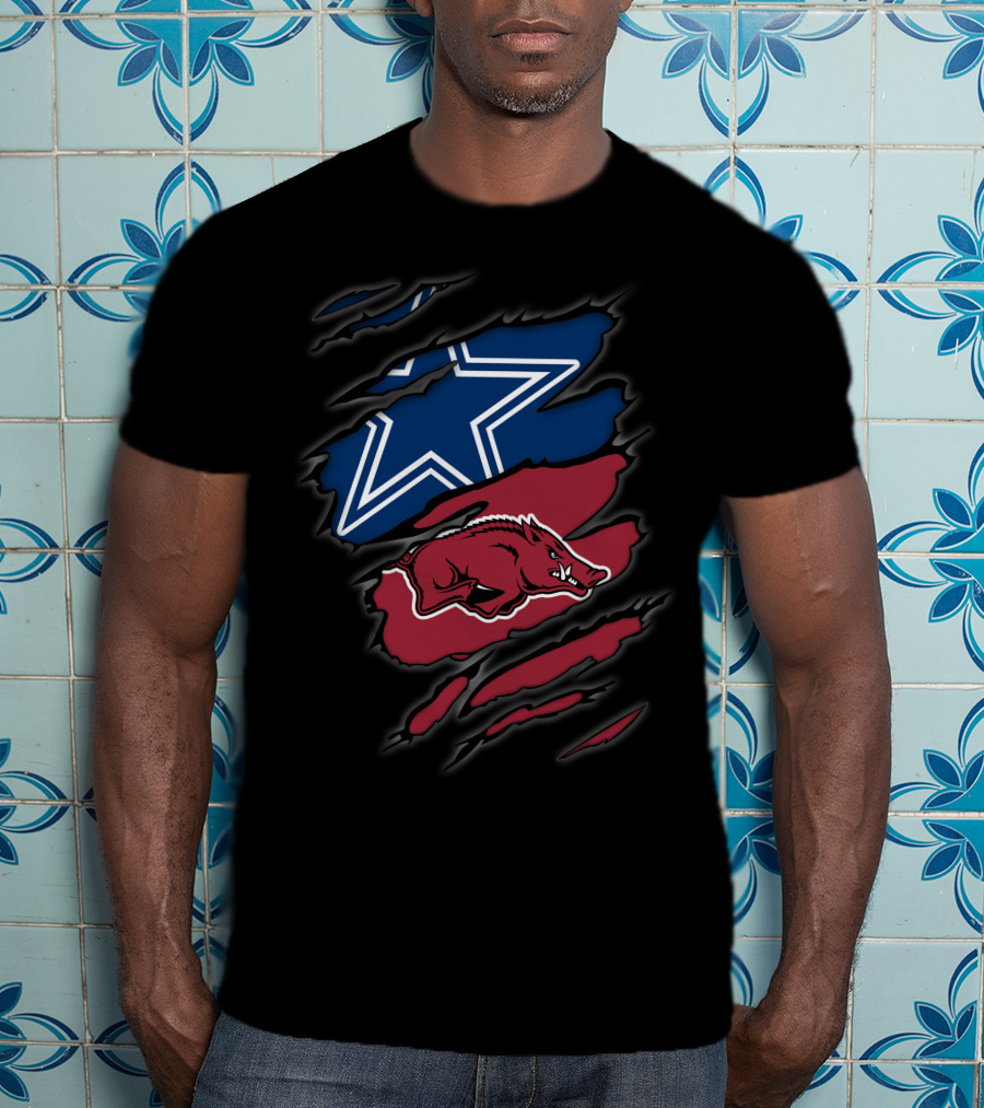 Dallas Cowboys And Arkansas Razorbacks Tear T-Shirt