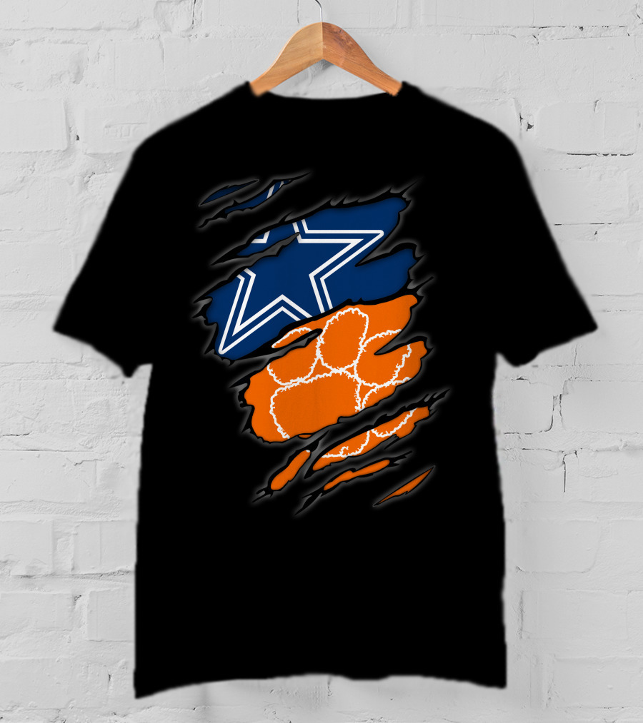 Dallas Cowboys Clemson Tigers Paw Claw Marks T-Shirt