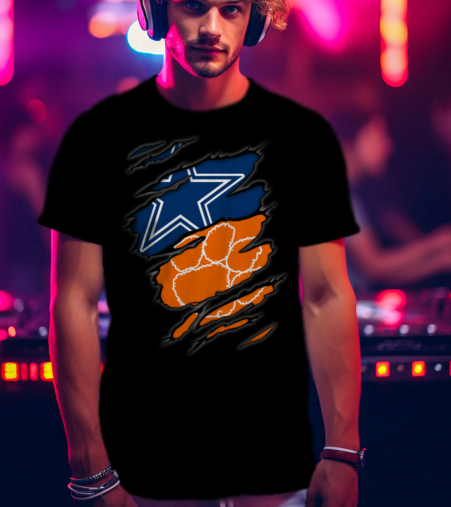 Dallas Cowboys Clemson Tigers Paw Claw Marks T-Shirt