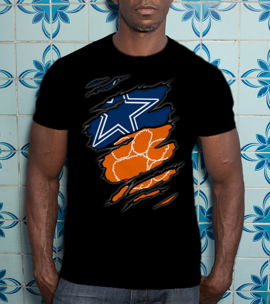 Dallas Cowboys Clemson Tigers Paw Claw Marks T-Shirt