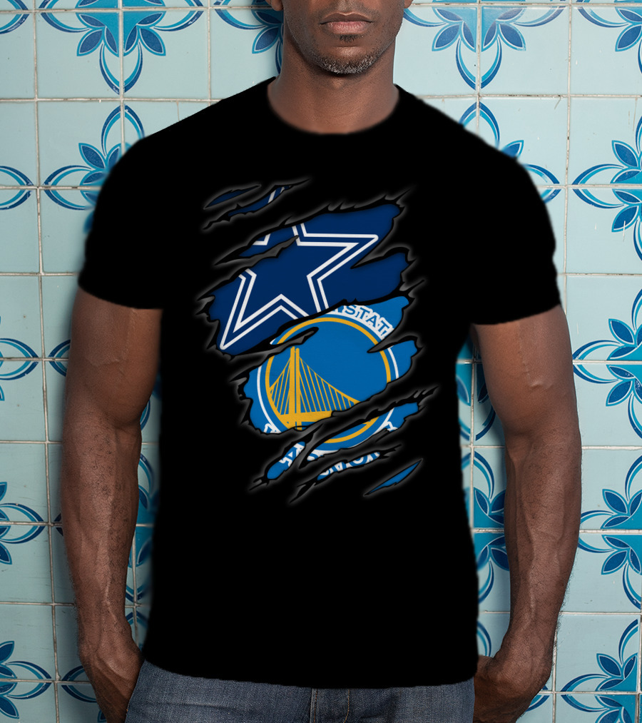Cowboys Golden State Warriors Star And Bridge T-Shirt