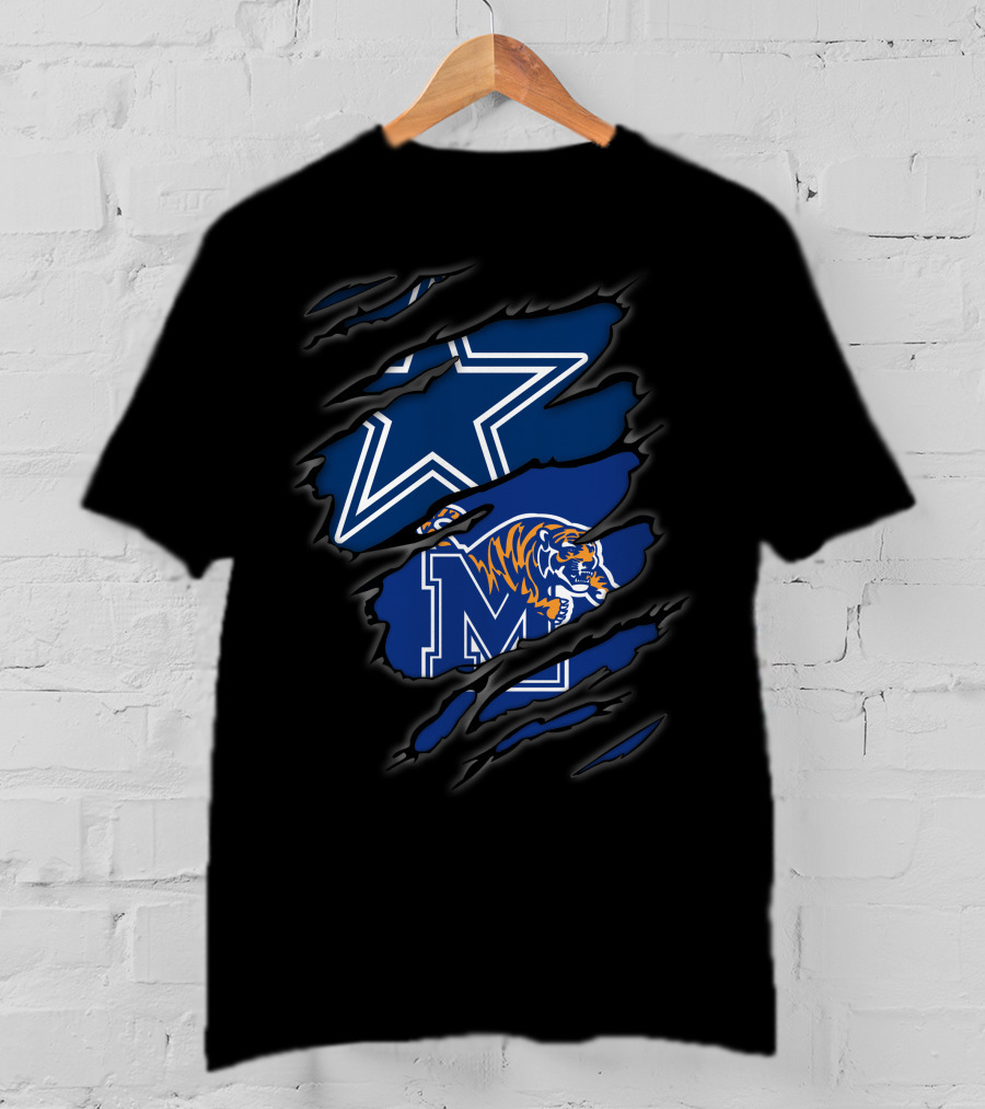 Dallas Cowboys Memphis Tigers Logo Mashup T-Shirt