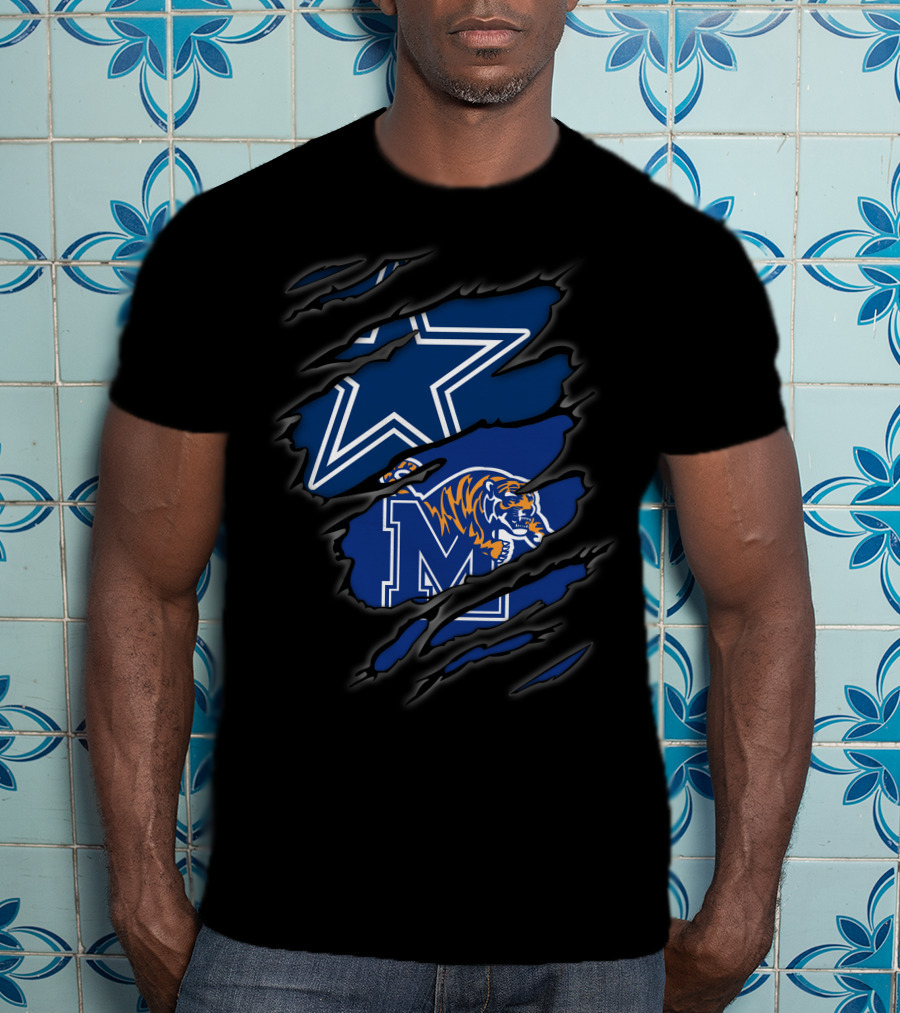 Dallas Cowboys Memphis Tigers Logo Mashup T-Shirt