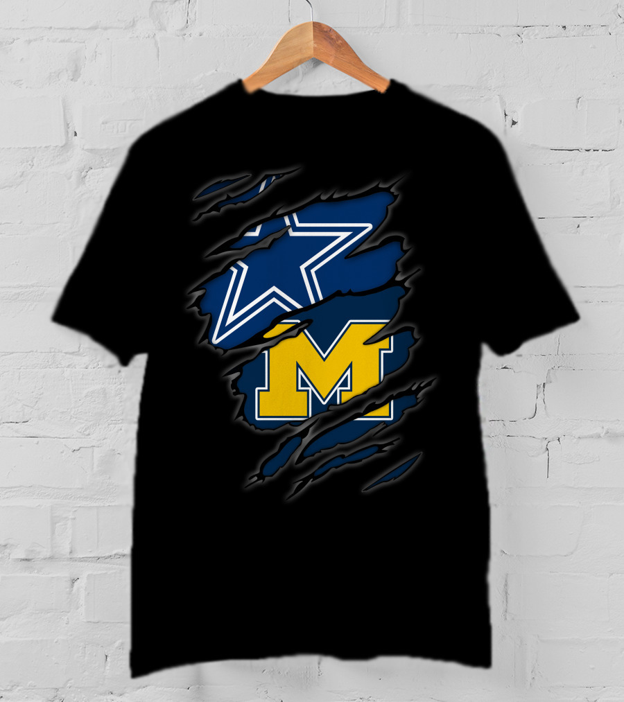 Cowboys Dallas Star Michigan Wolverines M Logo Combo T-Shirt