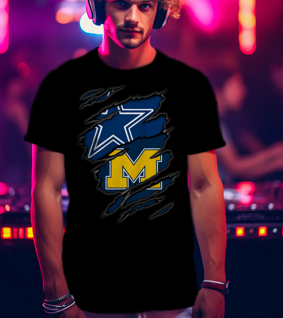 Cowboys Dallas Star Michigan Wolverines M Logo Combo T-Shirt
