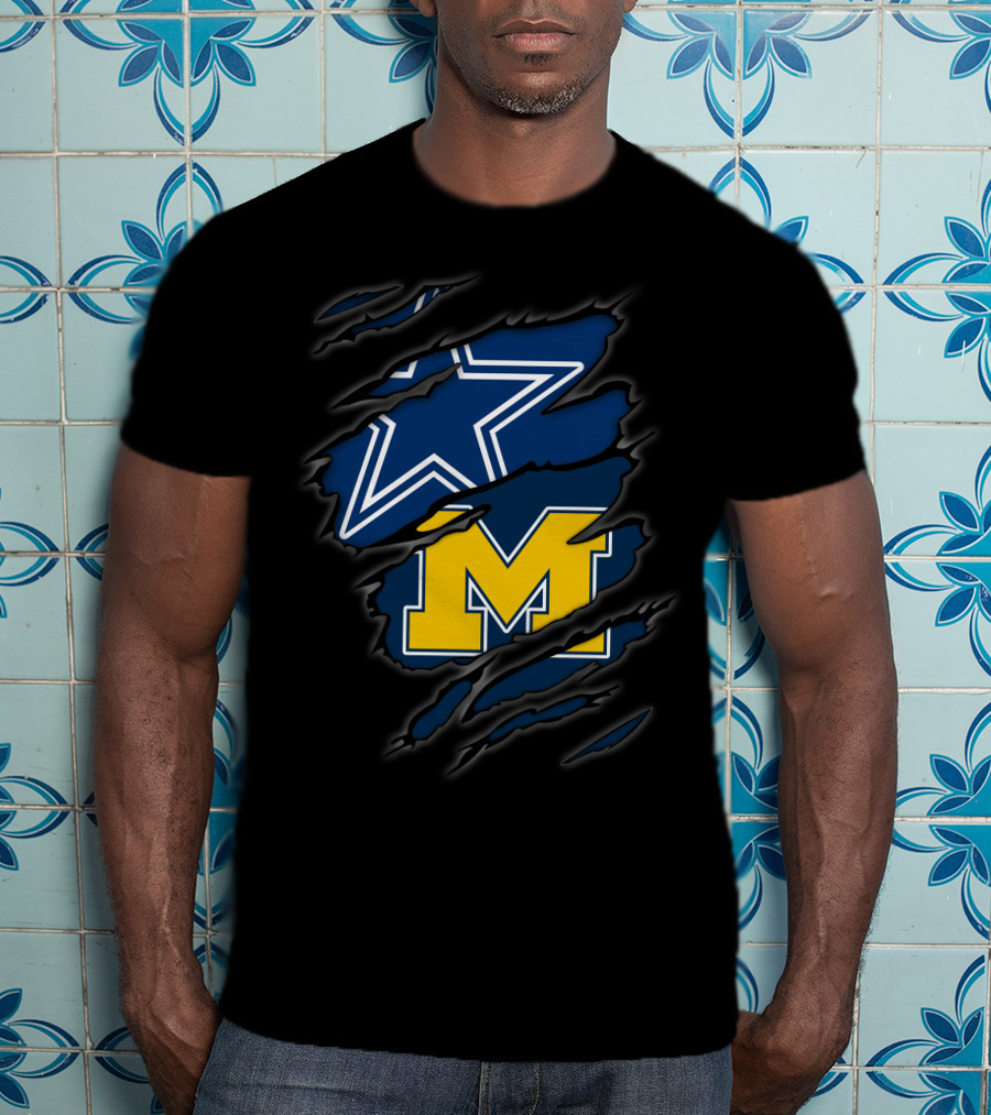Cowboys Dallas Star Michigan Wolverines M Logo Combo T-Shirt