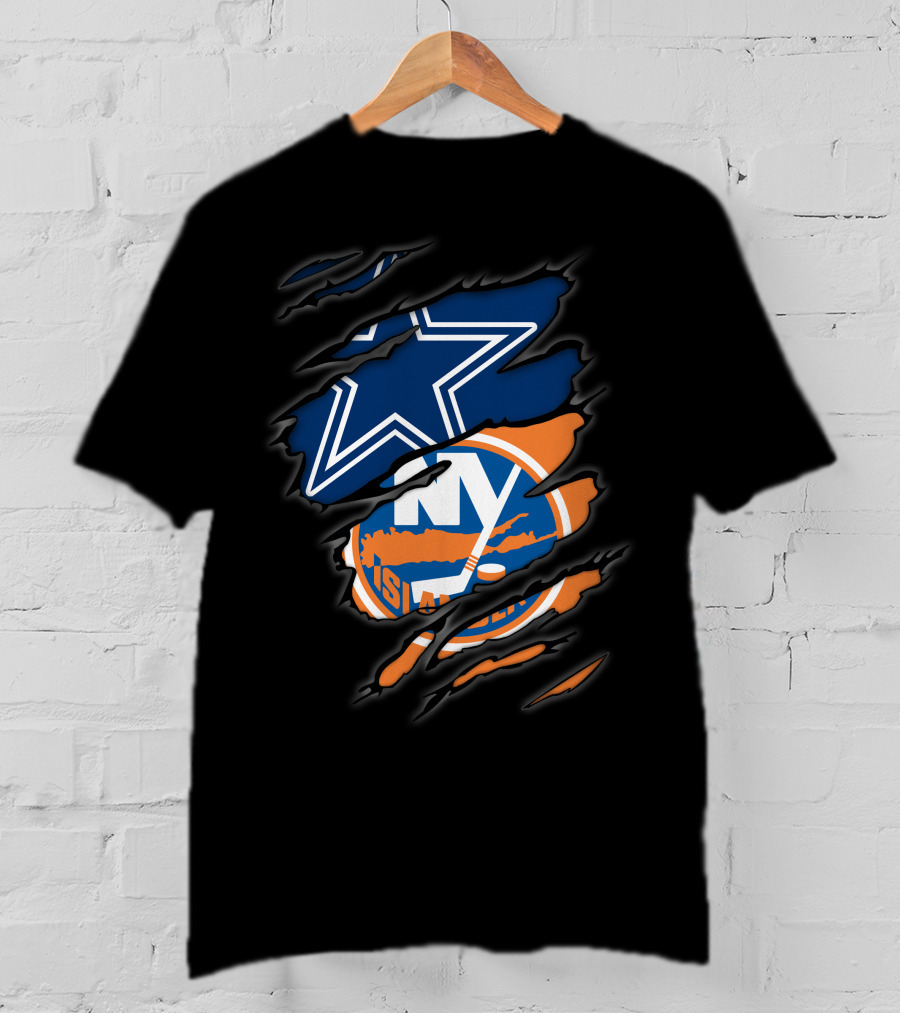 Cowboys And New York Islanders Logo Mashup T-Shirt