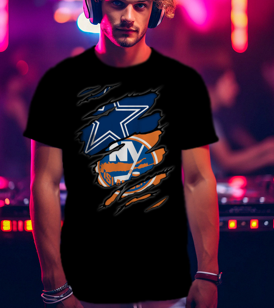 Cowboys And New York Islanders Logo Mashup T-Shirt