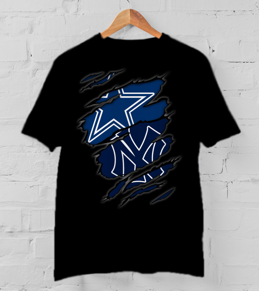 Cowboys New York Yankees Star And NY Logo Fusion T-Shirt