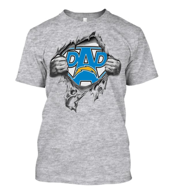 Super Dad Los Angeles Chargers Logo Superhero Style Tear T-Shirt
