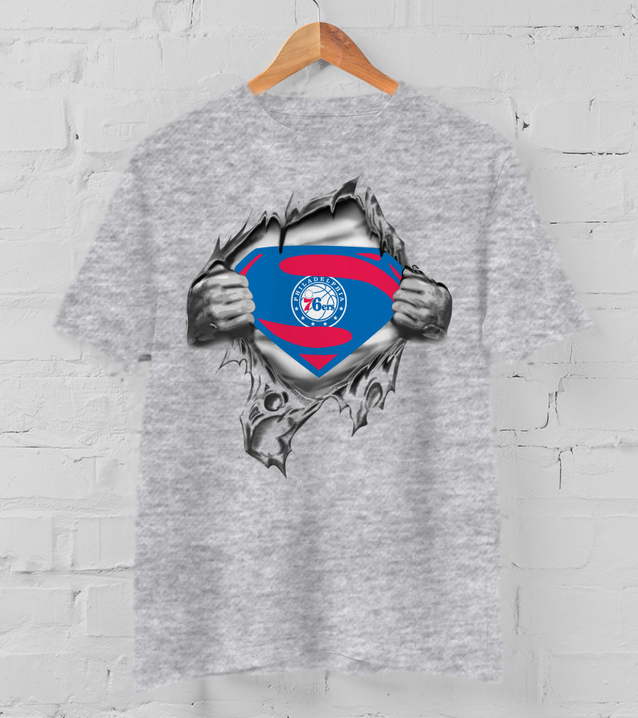 76Ers Superman Philadelphia Logo Shield T-Shirt